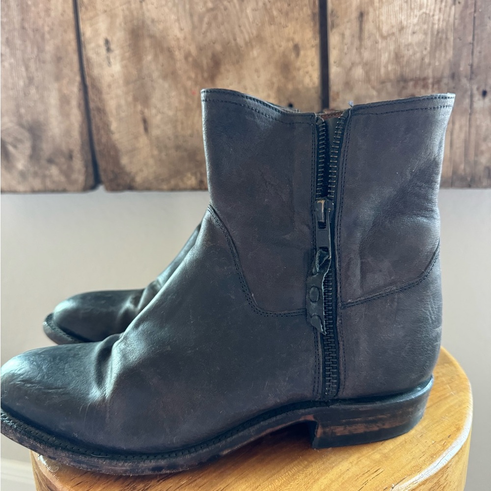 LUCCHESE black Leather Chelsea Boots Women's SIZE 6.5 Side Zip MADE IN USA